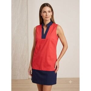 Sail to Sable Pink Navy Colorblock Sleeveless V-Neck Shift Dress Size L